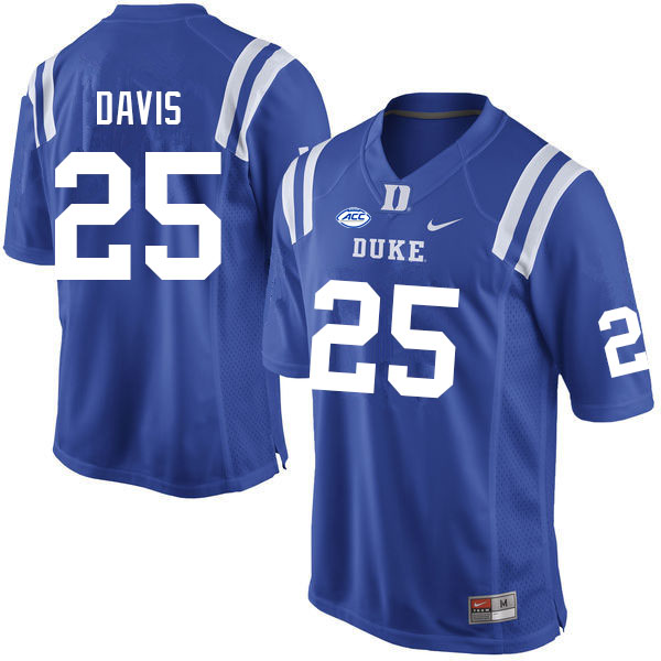 Men #25 Trent Davis Duke Blue Devils College Football Jerseys Sale-Blue - Click Image to Close